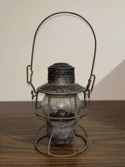 Vintage ADLAKE KERO I.C.R.R. Railway Lantern with clear globe image