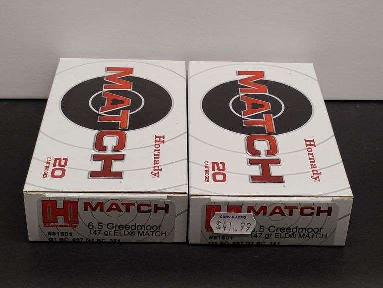Two 20 Cartridge Boxes Hornady Match 6.5 Creedmoor 147 Grain ELD MATCH image