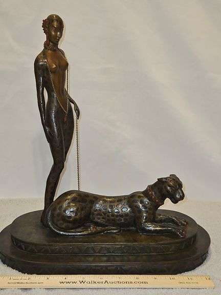 Erté Sculpture Collection Limited Edition Bronze "La Femme A La Panthere" Signature Stamped & Numbered 162/250 w/COA & Cert. of Value... image