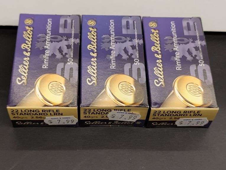 Three 50 Cartridge Boxes Sellier & Bellot 22 LR Rimfire 40gr image