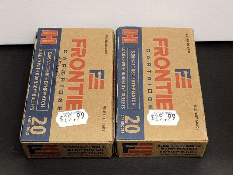 Two 20 Cartridge Boxes Frontier 5.56 NATO 68 Grain BTHP Match Loaded with Hornady Bullets image