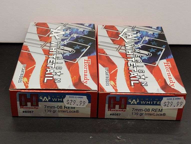 Two 20 Cartridge Boxes Hornady American Whitetail 7mm-08 REM 139 Grain InterLock image