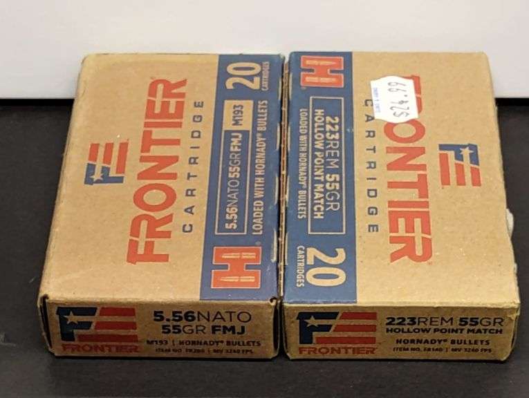 Two 20 Cartridge Boxes Frontier 5.56 NATO 55 Grain FMJ M193 Loaded with Hornady Bullets image