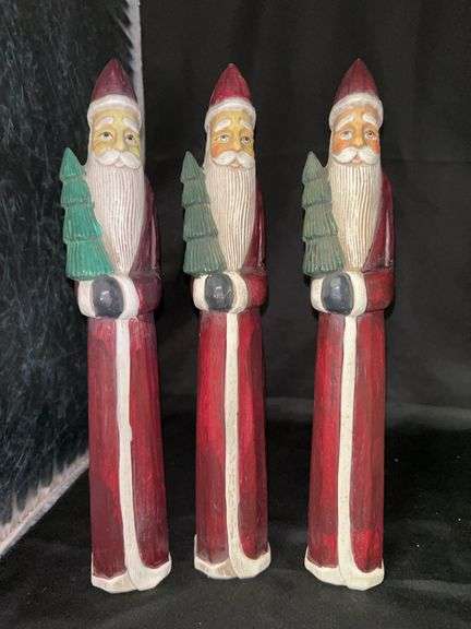 Set of (3) Pencil Santa figurines…..13-1/2” tall image