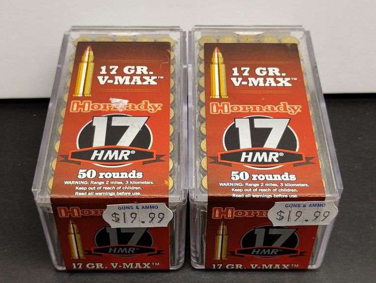 Two 50 Round Boxes Hornady 17 HMR V-Max 17 Grain image