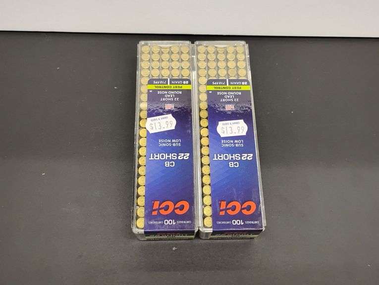 Two 100 Cartridge Boxs CCI CB 22 Short Sub-Sonic Low Noise 29gr image