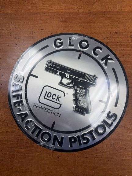New 12” Round Metal “Glock Safe-Action Pistol” Sign image