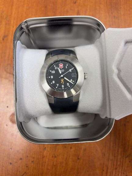 New Limited Edition Swiss Army Browning Stainless Steel Watch in Box image