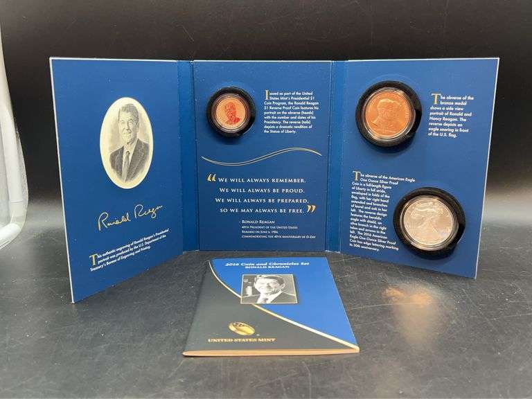 2016 Coin and Chronicles Set featuring Ronald Reagan…..see pics for coin descriptions…..all in original box and with COA image