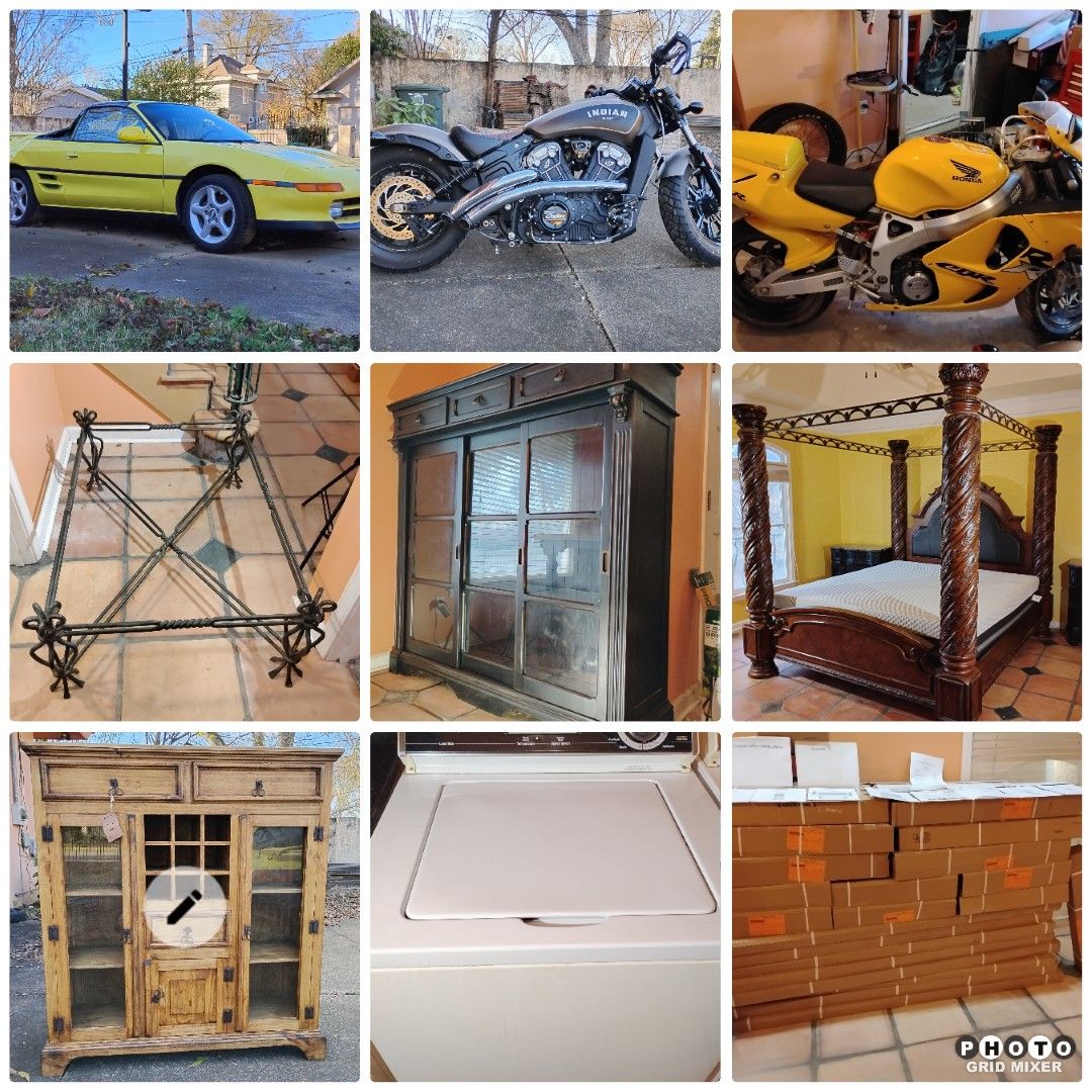 Car, 2 Motorcycles, Go Kart, Mountain Bike, New Furniture, Rugs, FJ 4WD Off Road Accessories, Tools, Commercial Floor Cleaner, Gun Accessories & MORE featured photo