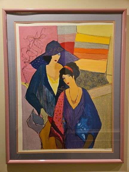 Large Beautiful Framed 34.25x43.75" Limited Edition Serigraph of "Friendshp" by Itzchak Tarkay Signed & Numbered 262/300 NO PAPERWORK... image
