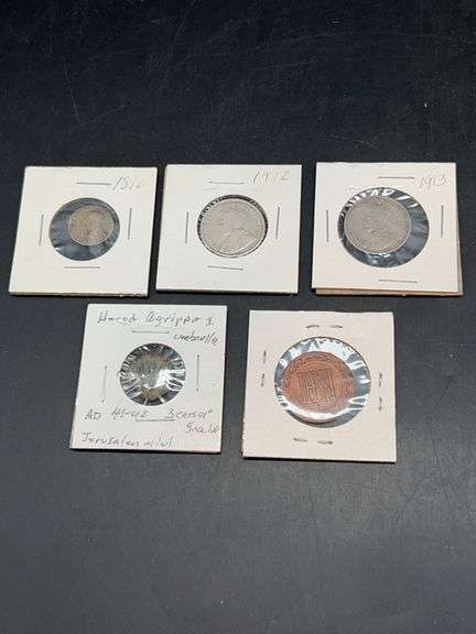 Nice grouping of foreign coins (see description)…..with supporting informational sheets image