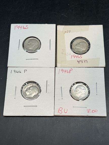 (2) 1946-S and (2) 1946-P Roosevelt Dimes image