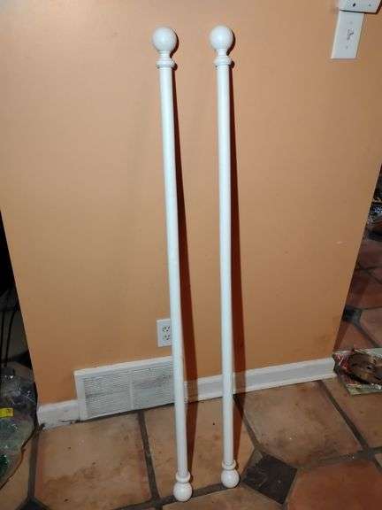 2 Curtain Rods, White Resin, 55 1/2" L, rod 1 1/2" across, ball 2 1/2" across image