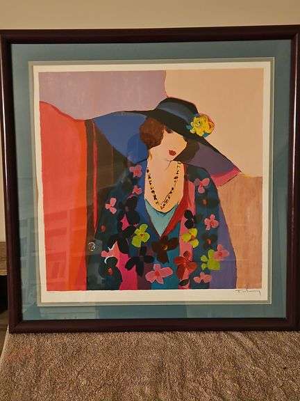 Beautiful Framed 27.5x28" Limited Edition Serigraph of "Pink Shadows II" by Itzchak Tarkay Signed & Numbered 131/300 Embossed Seal on Print but NO PAPERWORK... image