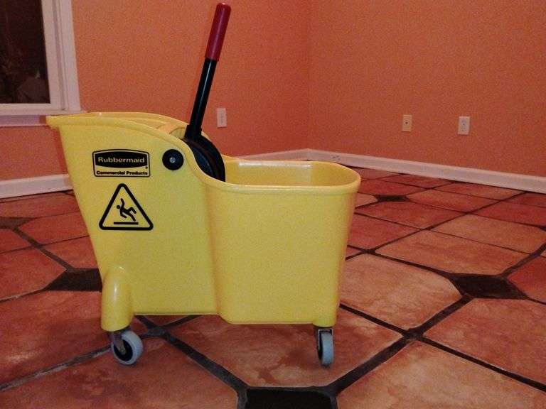 Rubbermaid Commercial Mop Bucket on wheels with wringer. image