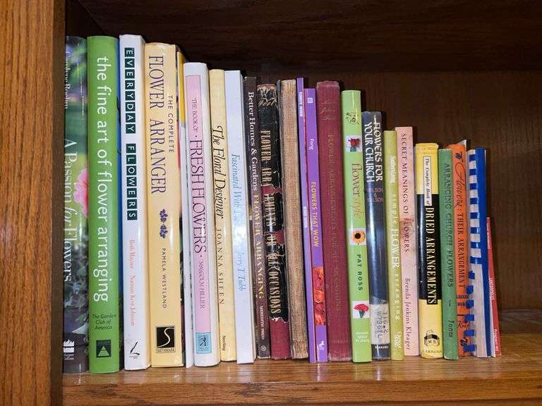 Partial shelf of quality hardback books…..floral arranging and more image