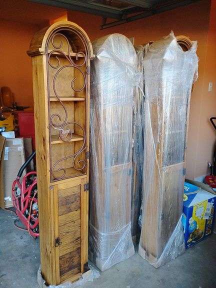 2 New La Fuenta Imports, K16 Rustic Pine Collection, Tall Stoage Cabinets, 21" W x 70" T x 16" D. Retail $559. image