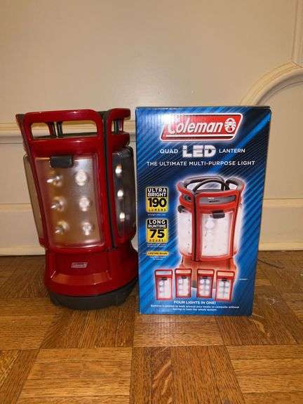 Coleman Quad LED Lantern…..looks to have never been used….operates on 8 D size batteries (not included) image