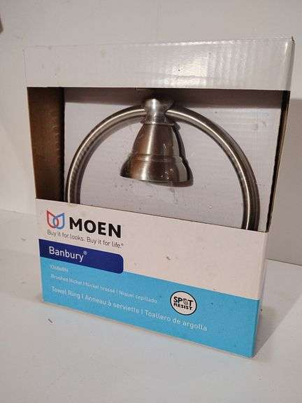 Moen Brushed Nickel Towel Ring. New in box image