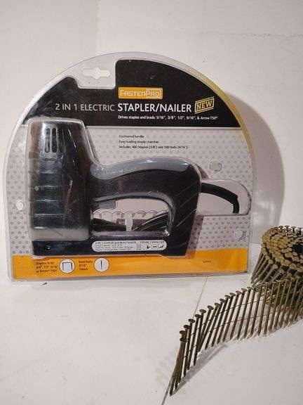 Stapler/Nailer 2 in 1, electric, Fasten Pro brand, new, never opened, untested. With roll of nails, not sure if they fit. image