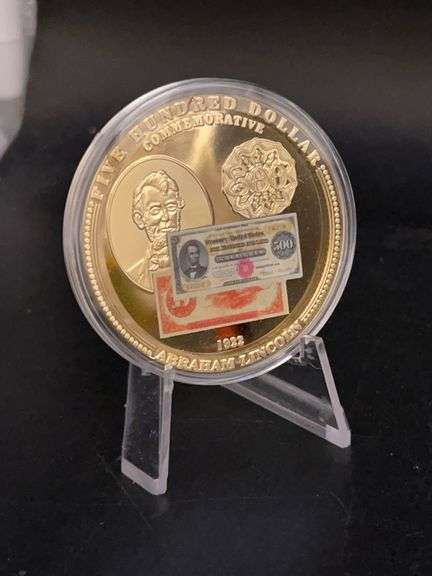 Uncirculated 24k Gold Layered 1922 $500 Lincoln Gold Certificate with COA…..A 05166 image