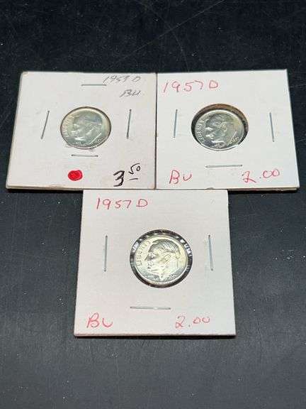 (3) 1957-D Silver Roosevelt Dimes image