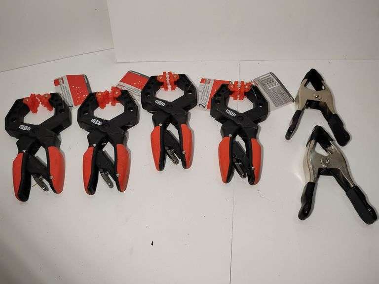 Clamps, 4 Bessey ratcheting, 2 Spring all 2". image