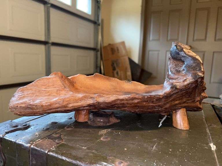 Great looking piece of petrified wood made into a footed tray…..16 x 6 x 7-1/2” tall image