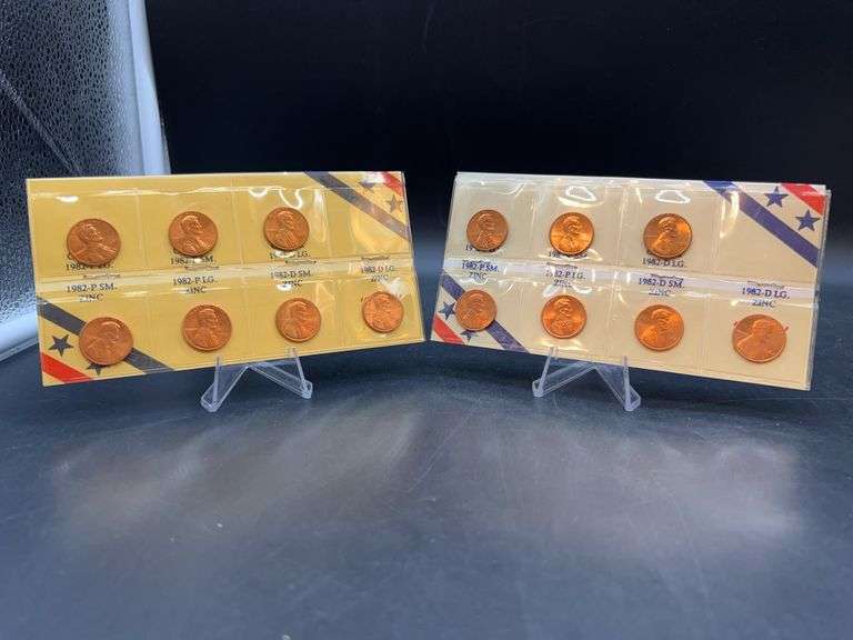 (2) Sets of 1982 P & D Lincoln Cents - Copper And Zinc image