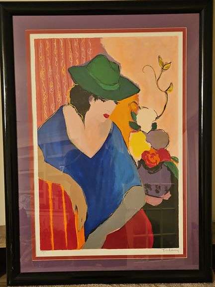 Large Beautiful Framed 29.25x39.5" Limited Edition Serigraph of "Solitude I" by Itzchak Tarkay Signed & Numbered 116/300 NO PAPERWORK... image