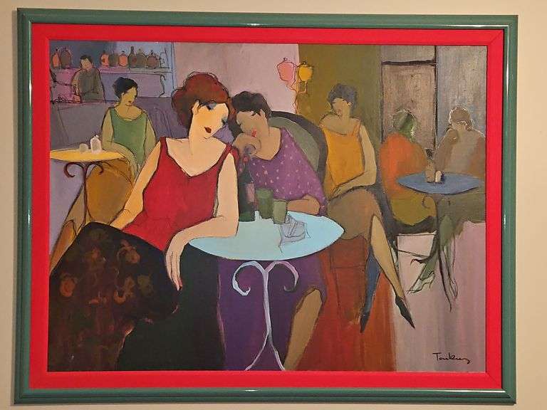 Very Large Framed 57.75x45.25" Original Acrylic or Oil on  Canvas by Itzchak Tarkay; Signed NO PAPERWORK... image