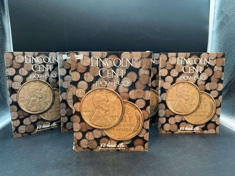 (5) Lincoln Cent Folders - 1909-1940 - none are complete…..see pics for various missing coins image