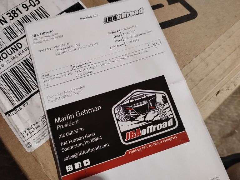 1 JBAoffroad STD High Caster Upper Control Arms for Toyota FJ Cruisers. new in box image