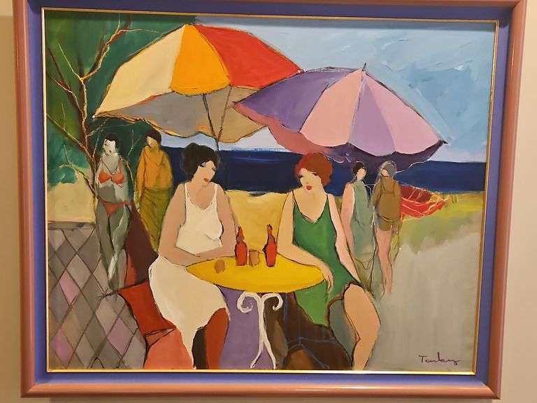 Large Framed 43.25x36" Original Acrylic or Oil on  Canvas by Itzchak Tarkay; Signed NO PAPERWORK... image