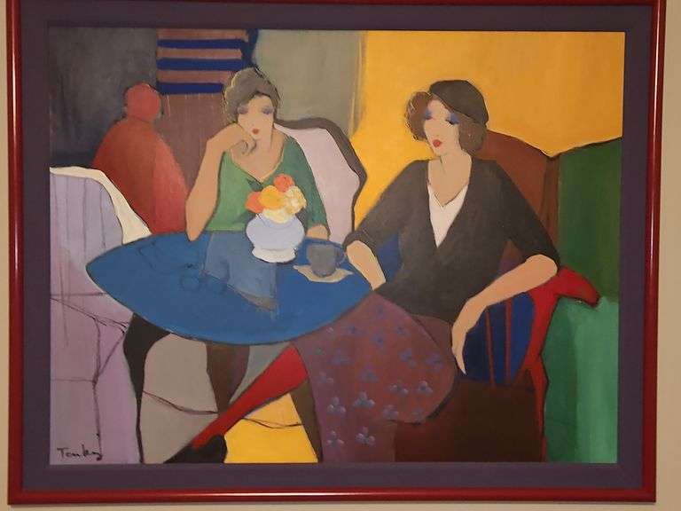 Very Large Framed 56.5x44.5" Original Acrylic or Oil on  Canvas by Itzchak Tarkay; Signed NO PAPERWORK... image