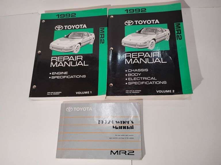 1992 TOYOTA MR2, Owners Manual, Toyota Repair Manuals Volumes 1 & 2, HKS Performance Power Flow installation manual, Original Dealer Color Brochures 2 - 1992, 1 - 1994. image