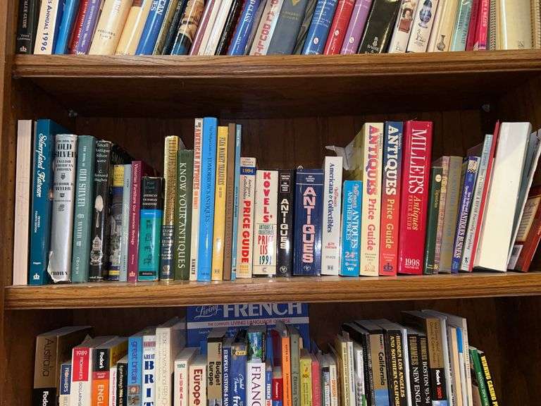 Shelf of books regarding antiques image
