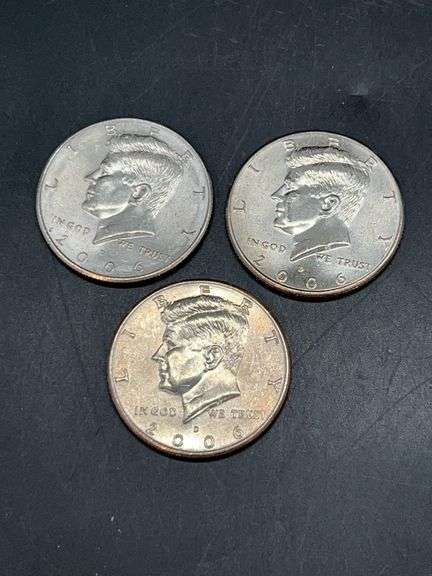(3) 2006 Kennedy Half Dollars…..2 are mint mark D and 1 is mint mark P image