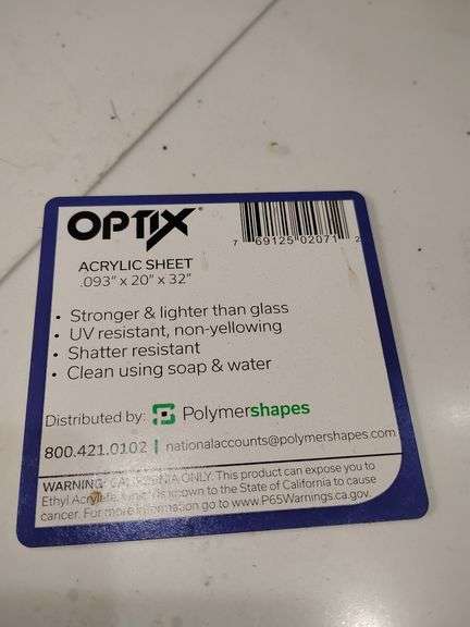 Optix Acrylic Sheet .093 x 20" x 32" image