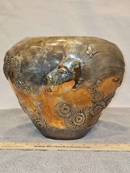 Erté Limited Edition 11" Wide x 10" Tall Silvered Bronze Vase "She Loves Me" Signature Stamped & Numbered 223/275 w/Certificate of Value... image