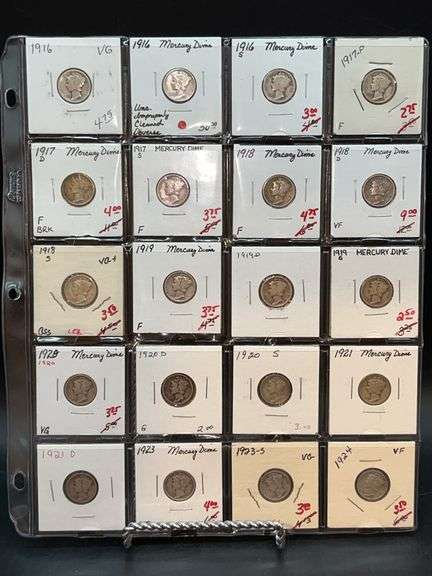3-Ring binder of (9) sleeves containing Mercury Dimes…..please see all pics…..there are a few sleeves that are not complete full image