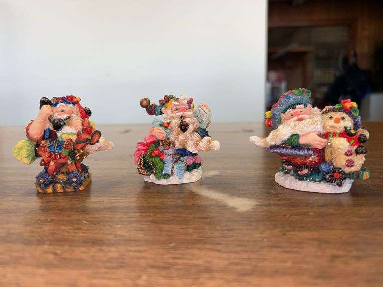 Grouping of (3) Crinkle Claus Elf figurines in original boxes image