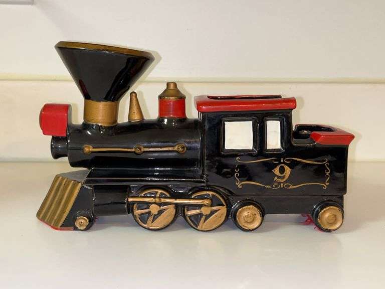Vintage Pioneer Loco-Caddy ceramic locomotive planter/candy dish/trinket caddy…..10” long x 5-3/4” tall image