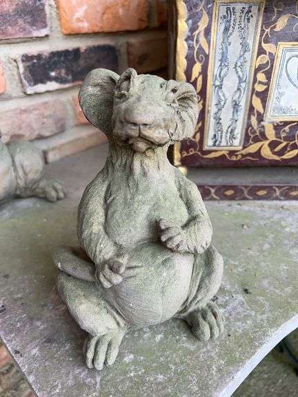 9” tall concrete rat yard art image