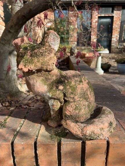11-1/2” tall terra cotta fox yard art….needs cleaning from sitting under tree….damage to 1 ear image