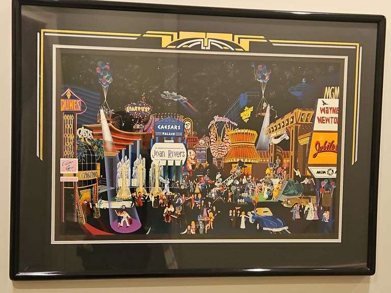 Large Beautiful Framed 43.5x31.5" Original "Deluxe Edition" Serigraph of "Las Vegas" by Melanie Taylor Kent Signed & Numbered 30/100 w/COA & Replacement Value Letter... image