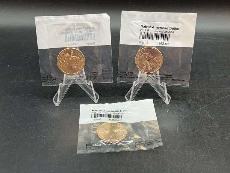 Uncirculated Set of (3) gold clad Sacajawea Dollars - 2009-D, 2011-P and 2011-D…..from Littleton Coin Co. image
