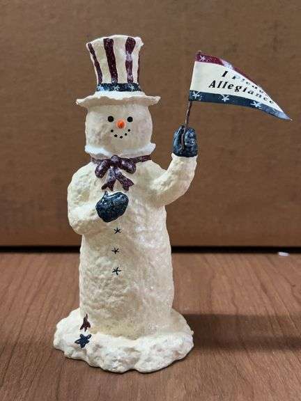 NIB ENESCO SnowSnickle “Patriotic Snowman” figurine (720089)…..authentic nickel on bottom of item image