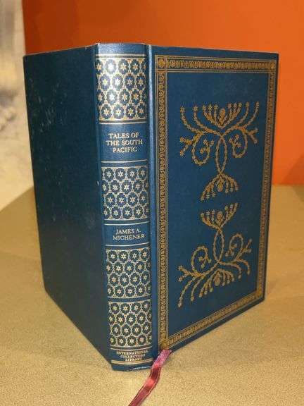 “Tales of the South Pacific” by James Michener…..leather bound, gold stamping, ribbon bookmark image